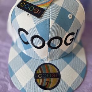 NWT Coogi Blue & White Checkered Fitted Hat